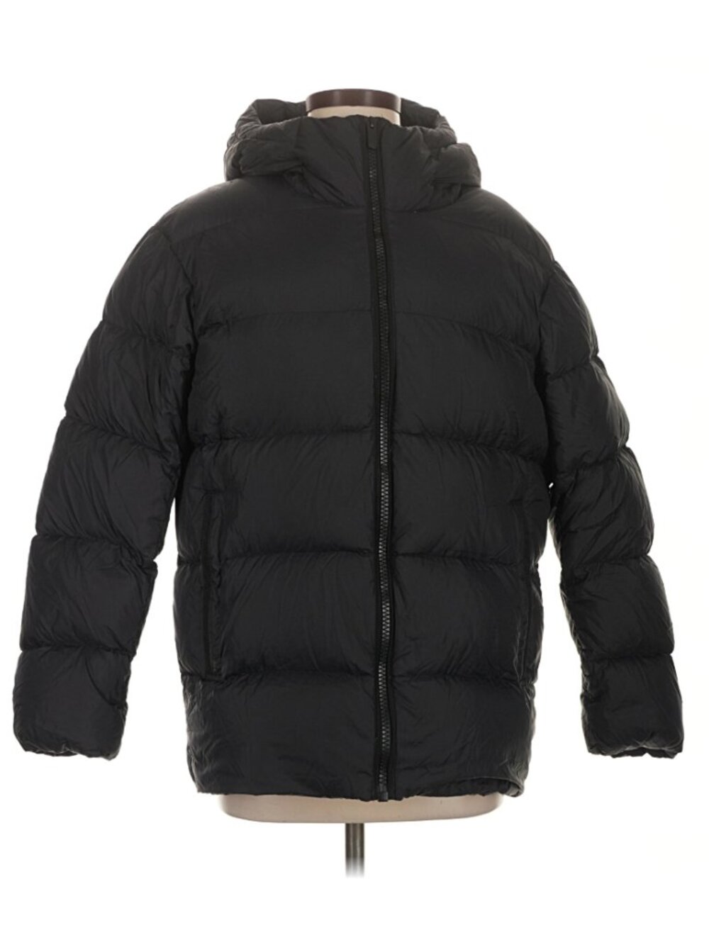 Uniqlo +J Jil Sander Down Volume Hooded Jacket Black Maroon Packable Sz S Small